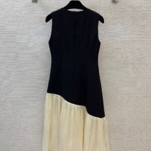 chanel 25C夏季新款連衣裙 香奈兒撞色拼接無袖背心裙子 山茶花胸針 - Image 2