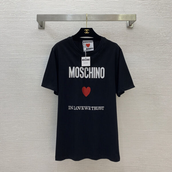 MOSCHINO莫斯奇諾女士短袖T恤  2025夏季新款 愛心字母logo刺繡圖案