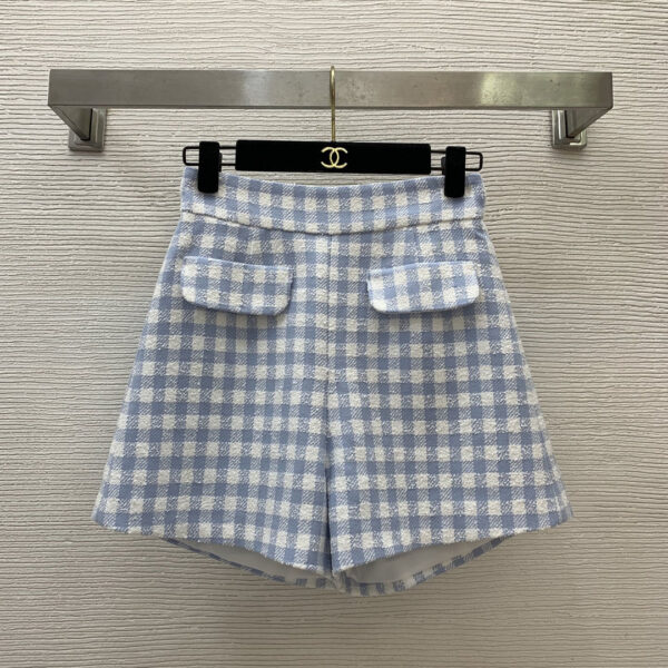 miumiu繆繆夏季女裝 藍白色格子套裝 學院風海軍領蝴蝶結