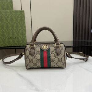 gucci Ophidia系列迷你波士顿包 古琦双G老花复古枕头包781490