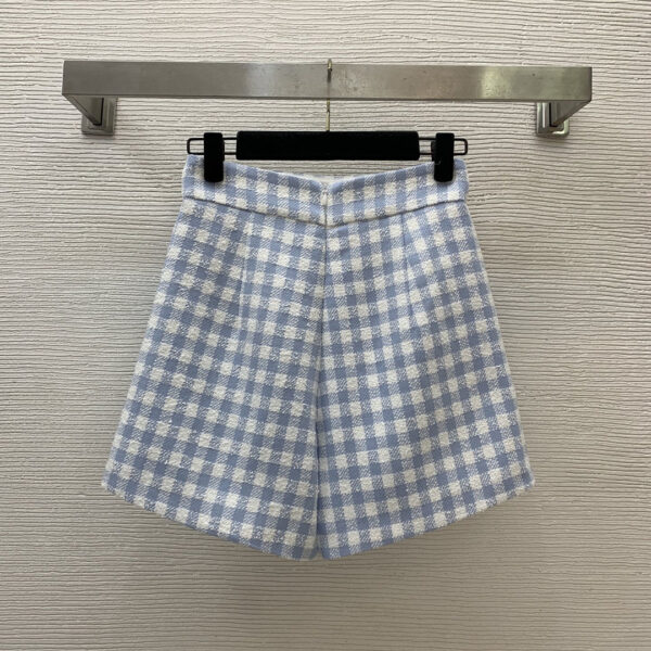 miumiu繆繆夏季女裝 藍白色格子套裝 學院風海軍領蝴蝶結