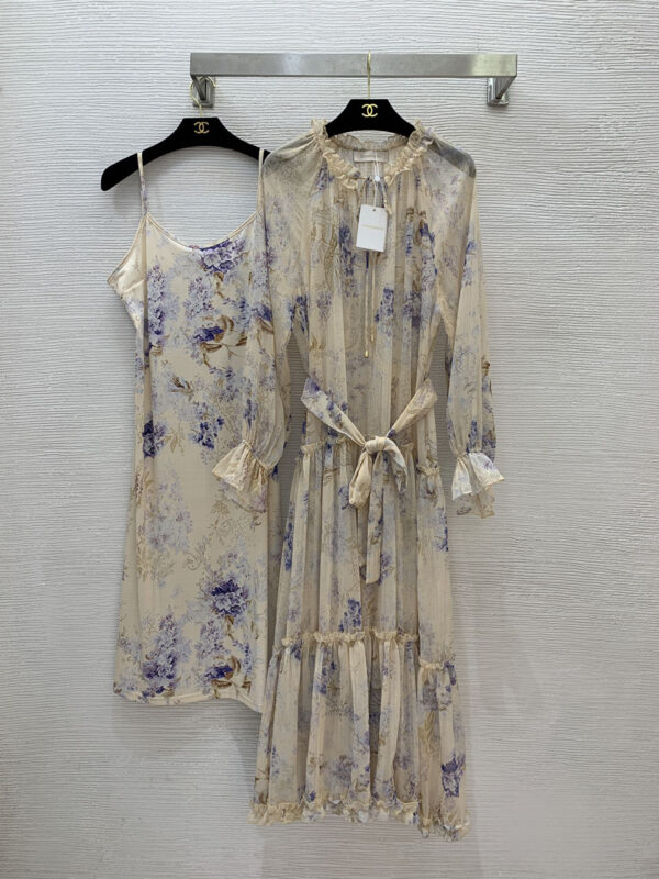 ZIMMERMANN茲默曼25春夏走秀款 明星同款 高端禮服裙 吊帶裙+連體裙 金絲線花卉圖案