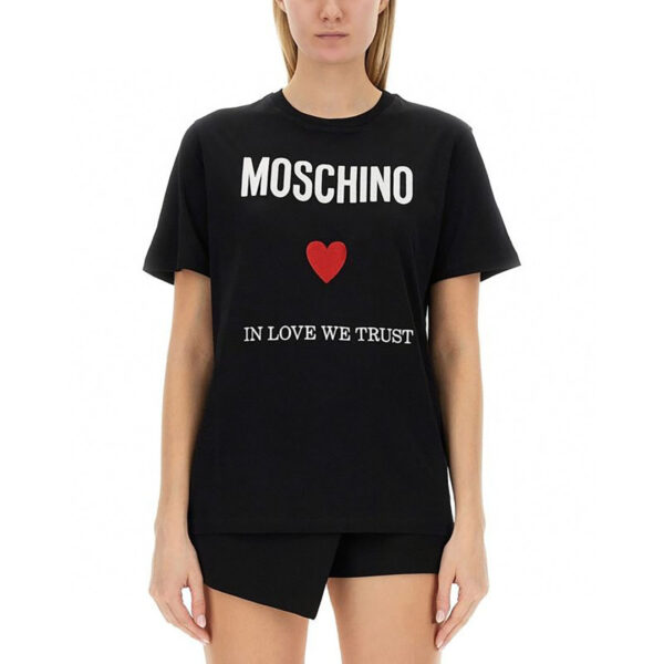 MOSCHINO莫斯奇諾女士短袖T恤  2025夏季新款 愛心字母logo刺繡圖案