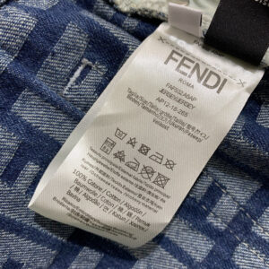 FENDI芬迪25夏季新款女士牛仔褲 丹寧藍色FF提花短褲 - Image 9