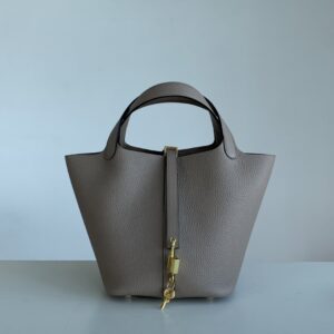 hermes picotin lock 爱马仕菜篮子水桶包 斑鸠灰色TC牛皮革