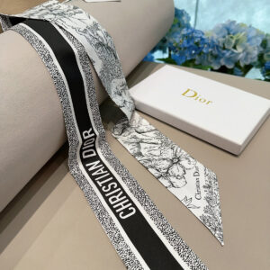 dior Mitzah小丝巾束发带 真丝斜纹 素描Sauvage茹伊印花 双面拼色