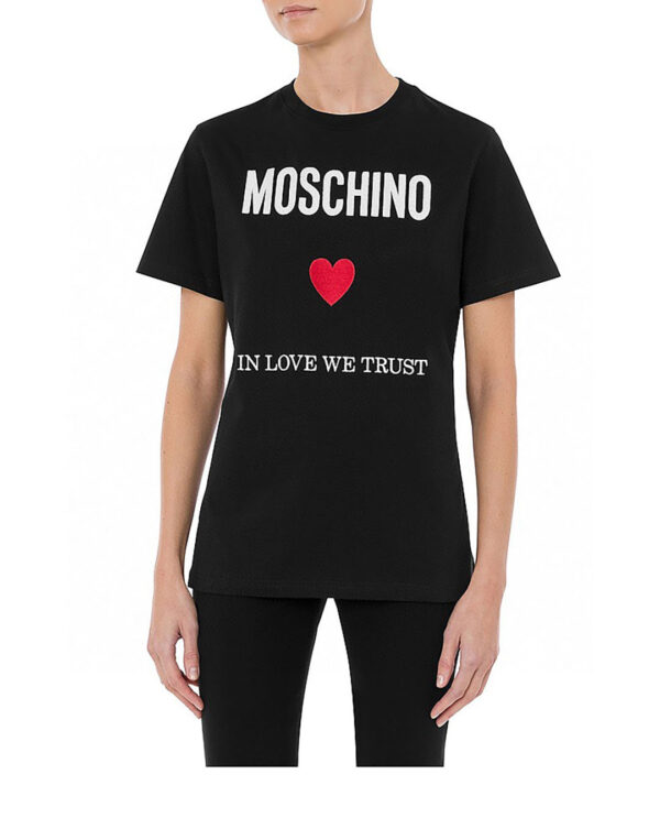 MOSCHINO莫斯奇諾女士短袖T恤  2025夏季新款 愛心字母logo刺繡圖案