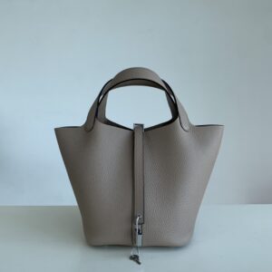 hermes picotin lock 愛馬仕菜籃子水桶包 斑鳩灰色TC牛皮革 - Image 10