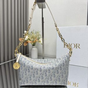 star hobo迪奥幸运星饭盒包 CD金色链条腋下 dior oblique蓝草色帆布包3202