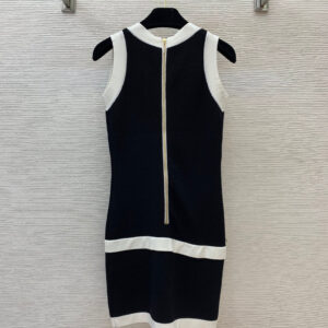 BALMAIN巴爾曼 2025夏季新款黑色撞色針織連衣裙 - Image 7