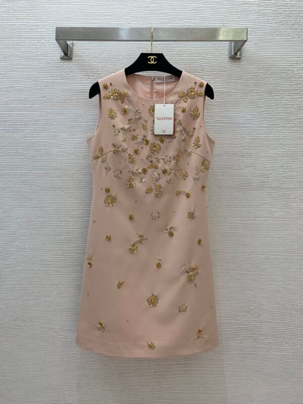 VALENTINO華倫天奴高定禮服裙 重工刺繡花枝串珠 修身無袖背心連衣裙