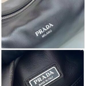 Prada普拉達波士頓手袋 做舊黑色納帕軟牛皮革枕頭包2VH188 - Image 9