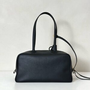 Balenciaga Carrie新款保齡球包 中號黑色牛皮革 巴黎世家女士手提單肩包 - Image 7