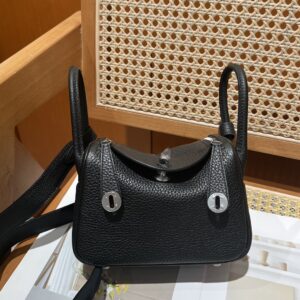 hermes mini Lindy 19 爱马仕迷你琳迪包 TC皮 黑银色