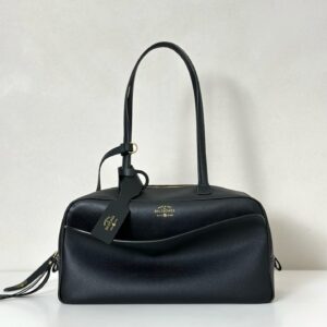 Balenciaga Carrie新款保龄球包 中号黑色牛皮革 巴黎世家女士手提单肩包