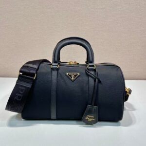 prada普拉达波士顿包 Re-Nylon黑色尼龙枕头包1BB233