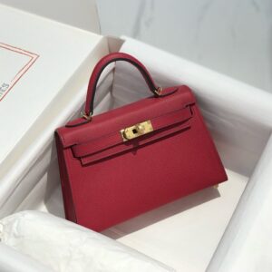 hermes mini Kelly 20 愛馬仕二代迷你凱莉包 epsom手掌纹牛皮革 紅色