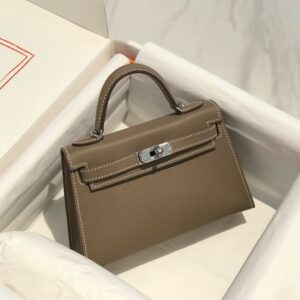 hermes mini Kelly 20 愛馬仕二代迷你凱莉包 epsom手掌纹牛皮革 大象灰色