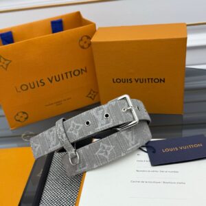 lv路易威登D-Ring Ard 30女士腰帶 復古針扣 monogram灰色丹寧提花