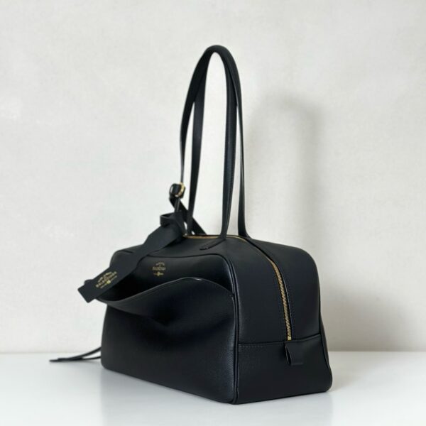 Balenciaga Carrie新款保齡球包 中號黑色牛皮革 巴黎世家女士手提單肩包