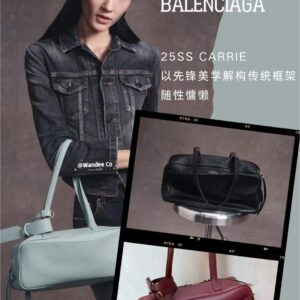 Balenciaga Carrie新款保齡球包 小號薄荷綠色牛皮革 巴黎世家女士手提單肩包 - Image 11