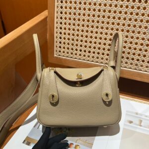 hermes mini Lindy 19 爱马仕迷你琳迪包 TC皮 风衣灰色