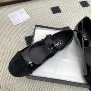 chanel 25ss夏季新款 香奈儿玛丽珍一字带平底单鞋 黑色漆皮圓鞋頭女鞋 - Image 6