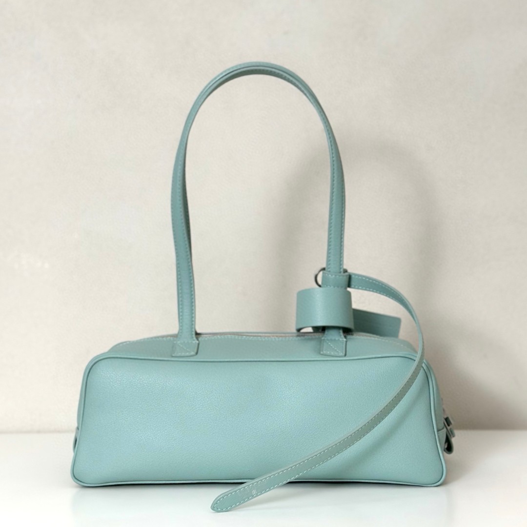Balenciaga Carrie新款保齡球包 小號薄荷綠色牛皮革 巴黎世家女士手提單肩包 - Image 7
