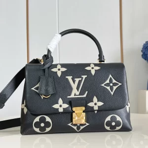 lv Madeleine中号翻蓋手提包  復古鎖扣 黑白絲印 Monogram Empreinte壓紋牛皮M45979
