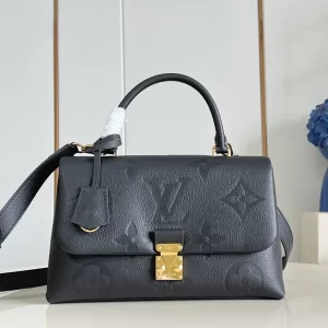 lv Madeleine中号翻蓋手提包  復古鎖扣 黑色 Monogram Empreinte壓紋牛皮M45976