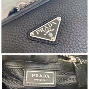 prada普拉達男款腰包胸挎包 小號 黑色荔枝紋牛皮革 - Image 5
