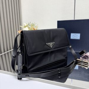 Prada Cini Re-Nylon中號郵差包 普拉達黑色尼龍休閒挎包1BD255 - Image 5