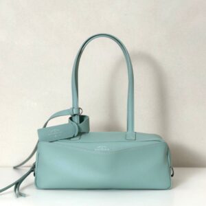 Balenciaga Carrie新款保龄球包 小号薄荷绿色牛皮革 巴黎世家女士手提单肩包