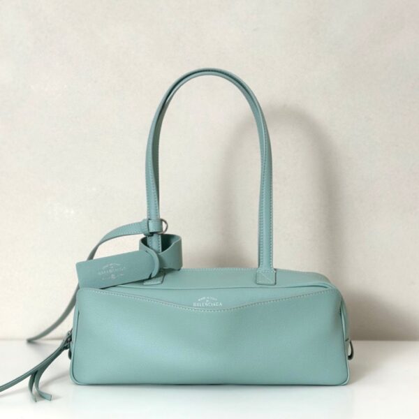 Balenciaga Carrie新款保齡球包 小號薄荷綠色牛皮革 巴黎世家女士手提單肩包