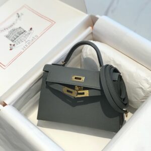 hermes mini Kelly 20 愛馬仕二代迷你凱莉包 epsom手掌纹牛皮革 卡其綠色