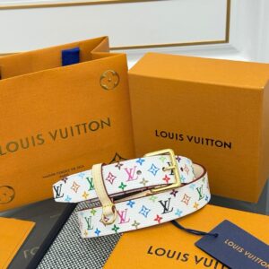 lv路易威登聯名款女士腰帶 復古針扣 monogram白彩系列