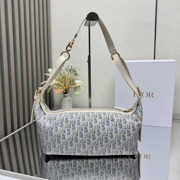 Dior D-Journey迪奧新款流浪包 牛仔藍色酒椰草女士hobo手袋2417