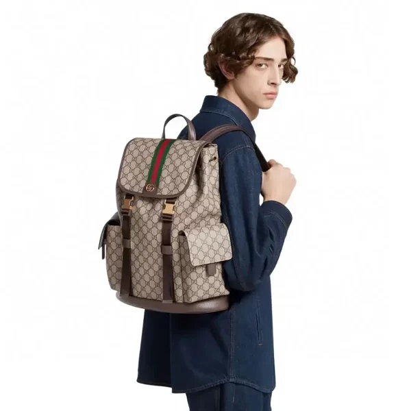gucci Ophidia系列雙G老花復古旅行背包 古琦多功能電腦雙肩包839110