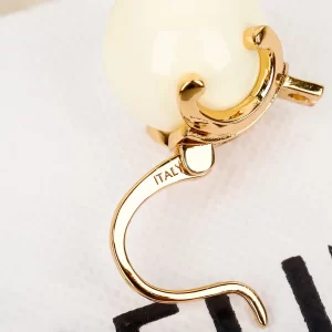 celine triomphe賽琳18K金凱旋門耳環 白色糖果冰壺耳釘 - Image 9