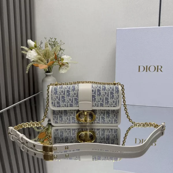 dior montaigne蒙田酒椰草系列 牛仔藍 迪奧女士小號鏈條包9207