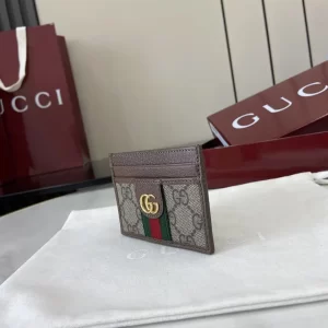 Gucci Ophidia迷你卡包名片夾 雙G標志老花 啡色牛皮 彩色織帶 838486 - Image 7