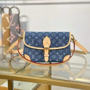 lv diane法棍包 丹宁蓝色提花牛仔包 M13070