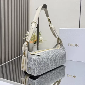 Dior D-Journey迪奧新款流浪包 牛仔藍色酒椰草女士hobo手袋2417 - Image 16