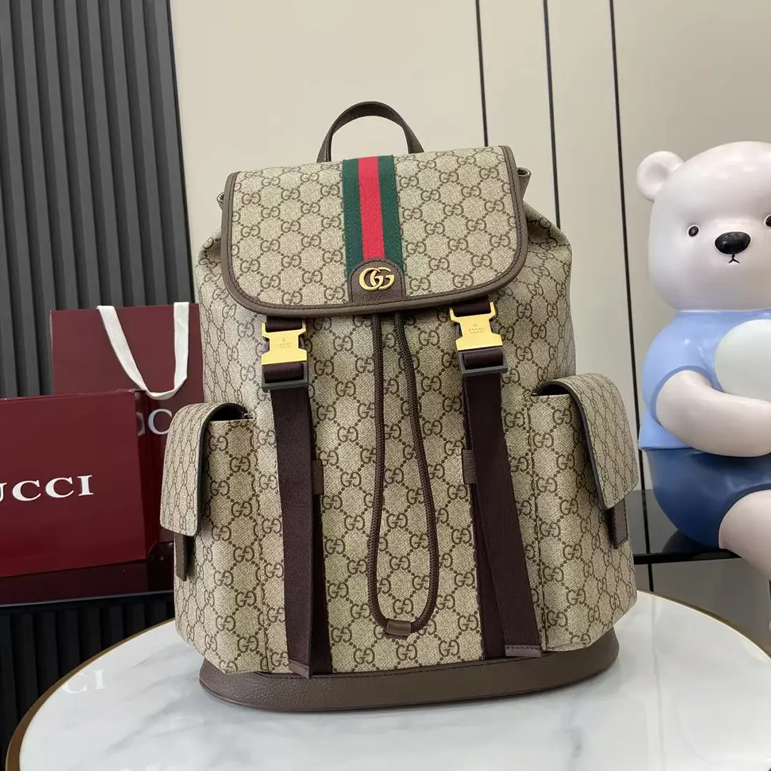 gucci Ophidia系列雙G老花復古旅行背包 古琦多功能電腦雙肩包839110 - Image 1