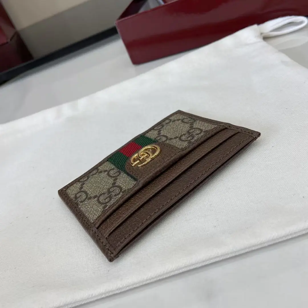 Gucci Ophidia迷你卡包名片夾 雙G標志老花 啡色牛皮 彩色織帶 838486 - Image 3