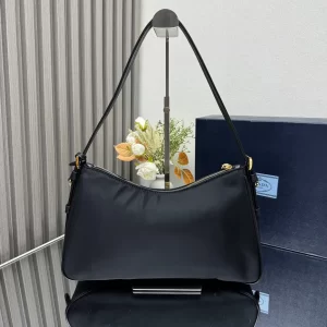 prada aimee系列Re-Nylon黑色尼龍hobo手袋 Tessuto Locker鎖頭包1BC232 - Image 9