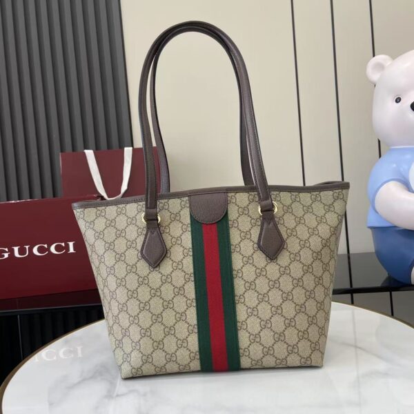 Gucci Ophidia古琦女士托特購物袋 雙G帆布條紋織帶 小號手提單肩包836831