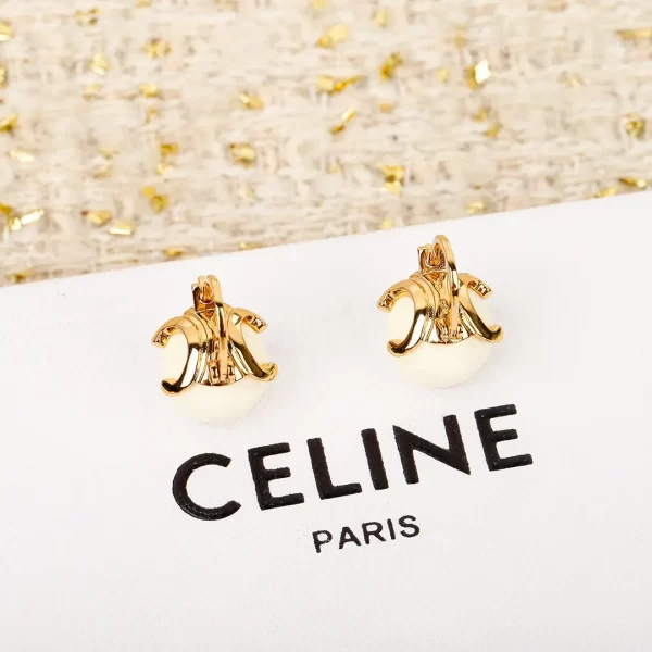celine triomphe賽琳18K金凱旋門耳環 白色糖果冰壺耳釘