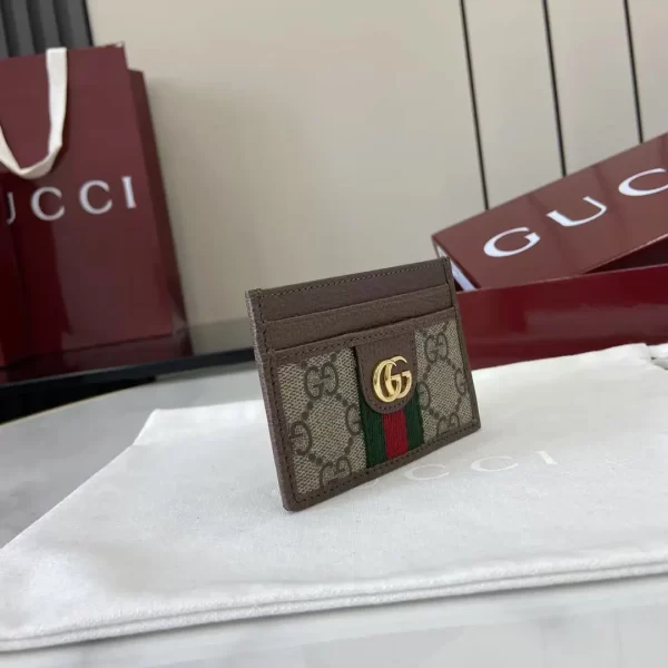 Gucci Ophidia迷你卡包名片夾 雙G標志老花 啡色牛皮 彩色織帶 838486