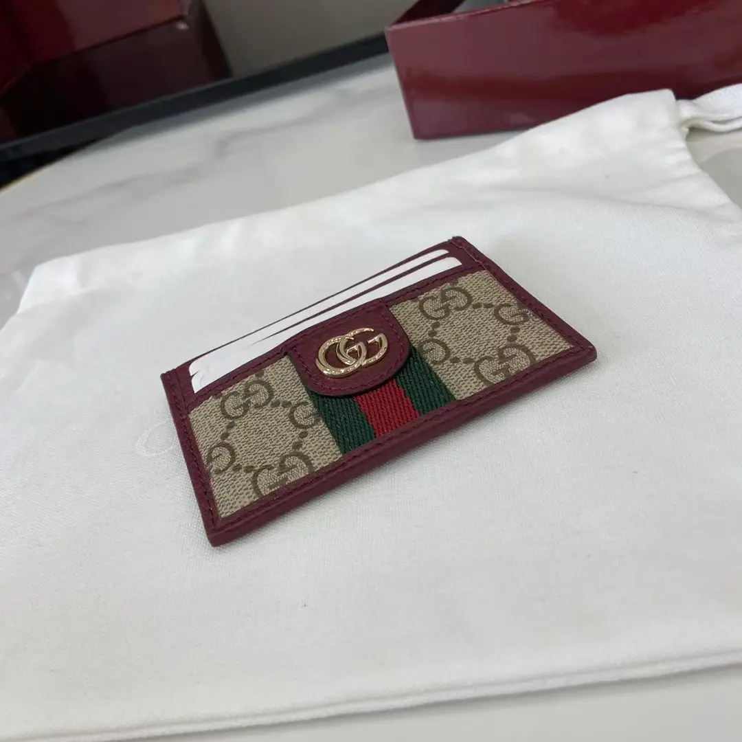 Gucci Ophidia迷你卡包名片夾 雙G標志老花 安可拉红色牛皮 彩色織帶 838486 - Image 10